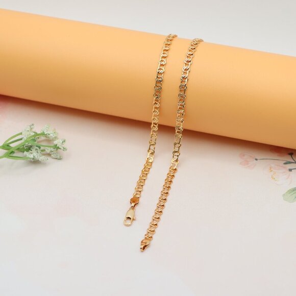 Elegant Rose Gold Link Chain Necklace Brass Base, XPNL0198 - Picture 12 of 12